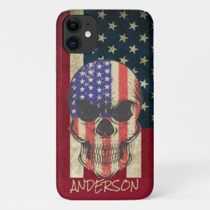 Personalised American Skull Flag iPhone 11 Case