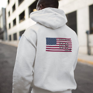Personalised American Soccer Athlete Patriotic  Hoodie