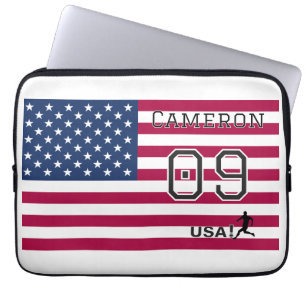 Personalised American Soccer Athlete Patriotic Laptop Sleeve