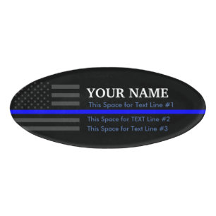 Personalised American Thin Blue Line Name Display Name Tag