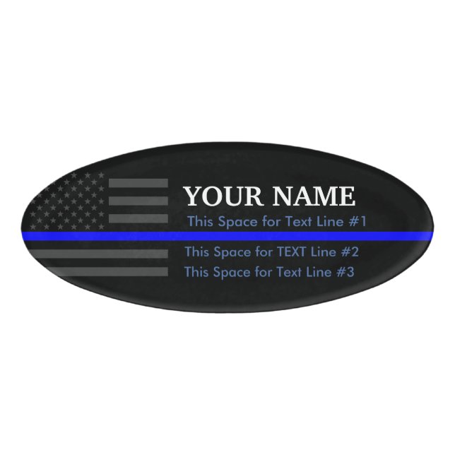 Personalised American Thin Blue Line Name Display Tag (Front)