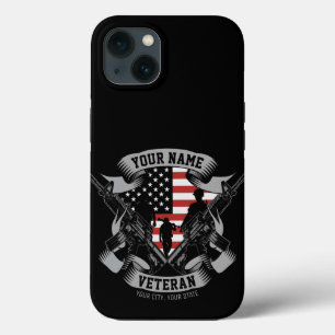 Personalised American Veteran Proud Vet USA Flag  iPhone 13 Case
