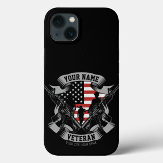 Personalised American Veteran Proud Vet USA Flag iPhone 13 Case