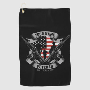 Personalised American Veteran Proud Vet USA Flag   Golf Towel