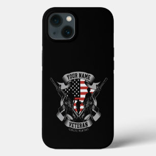 Personalised American Veteran Proud Vet USA Flag iPhone 13 Case