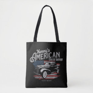 Personalised American Vintage Classic Car Garage Tote Bag