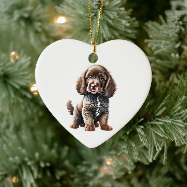 Personalised American Water Spaniel Puppy Ceramic Ornament (Tree)