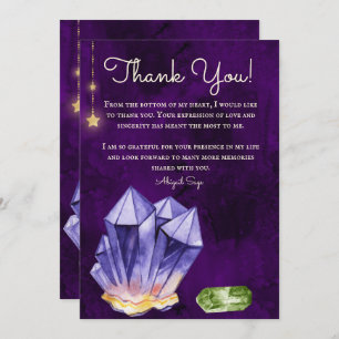 Personalised Amethyst and Beryl Crystals Purple Thank You Card