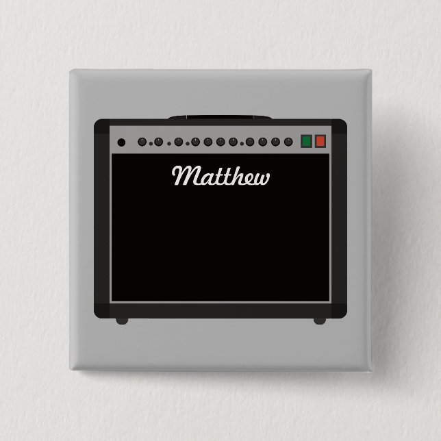 Personalised Amplifier Illustration for Musicians 15 Cm Square Badge (Front)