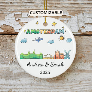 Personalised Amsterdam Ornament, Netherlands Ceramic Ornament
