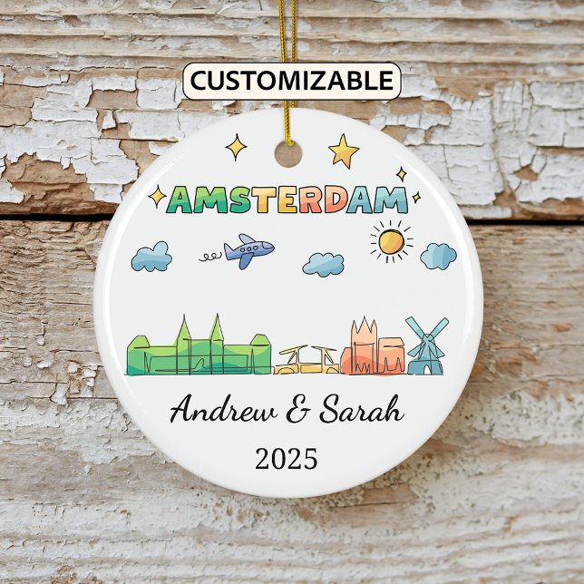 Personalised Amsterdam Ornament, Netherlands Ceramic Ornament (Creator Uploaded)