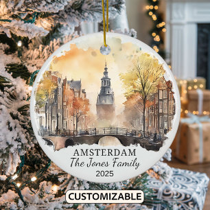 Personalised Amsterdam Ornament, Netherlands Gift Ceramic Ornament