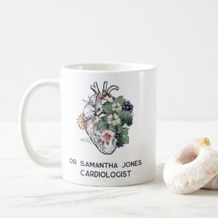Personalised Anatomical Heart Floral Cardiologist Coffee Mug