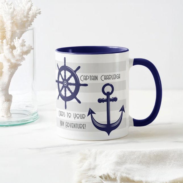 Personalised Anchor and Boat Wheel Nautical Coffee Mug (Creator Uploaded)