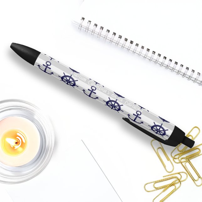 Personalised Anchor Boat Wheel Nautical Ink Black Ink Pen (Creator Uploaded)