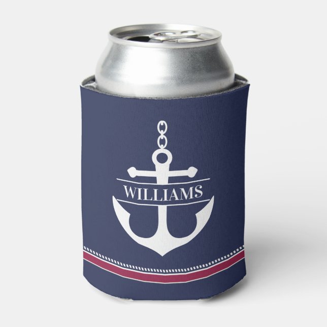 Personalised Anchor Nautical Can Cooler (Can Front)