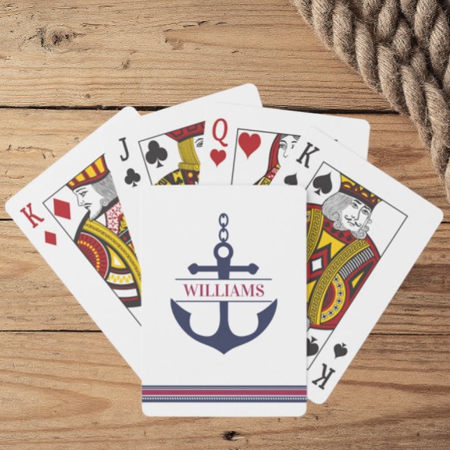 Personalised Anchor Nautical Playing Cards (Personalized Name Anchor Playing Cards)