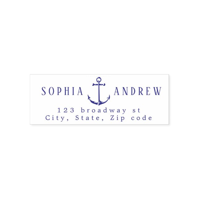 Personalised anchor nautical wedding  address self-inking stamp (Design)