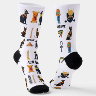 Personalised Ancient Egyptian Cat Socks & Pyramids