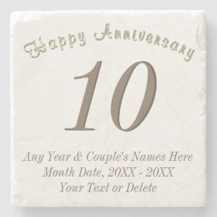 Personalised and Any Year Anniversary Gifts Stone Coaster