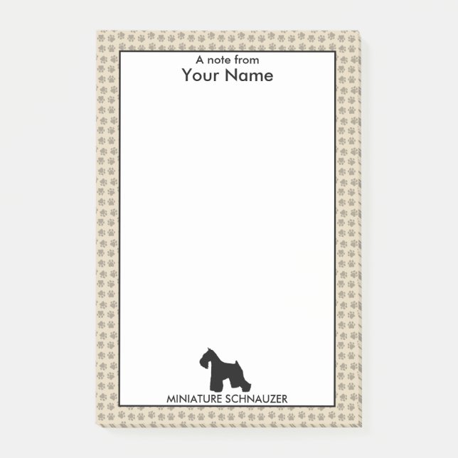 Personalised and Custom Colour Miniature Schnauzer Post-it Notes (Front)