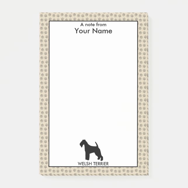 Personalised and Custom Colour Welsh Terrier Post-it Notes (Front)