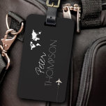 Personalised-and-elegant black and white travel luggage tag<br><div class="desc">Introducing our Exquisite Black and White Custom Luggage Tag – the epitome of sophistication and personalisation for the modern traveller. Elevate your journeys with this sleek accessory that seamlessly combines style and functionality. This item features a timeless black background with a crisp, white, thin-font inscription of your custom name and...</div>