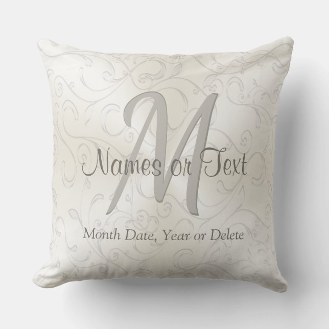 Personalised and Monogram Wedding Pillow (Front)