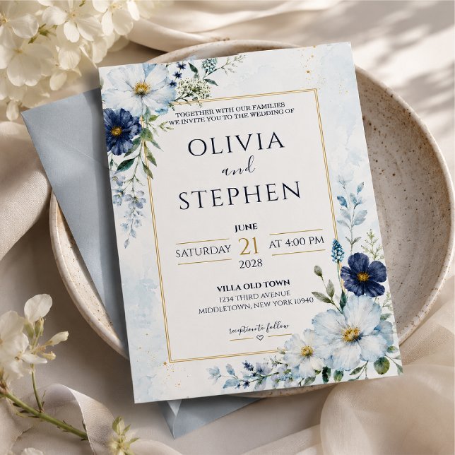 personalised and printed powder blue wedding invitation (Creator Uploaded)