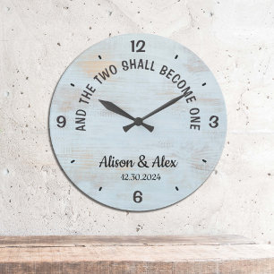 Personalised and the two shall become one flesh large clock