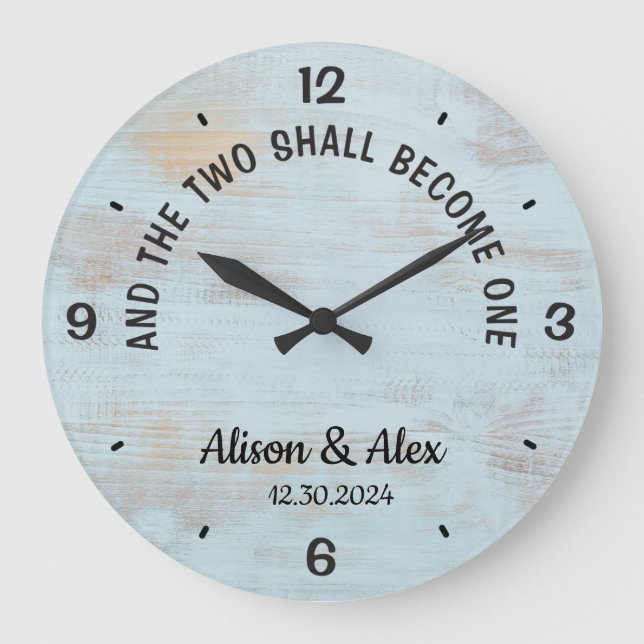 Personalised and the two shall become one flesh large clock (Front)