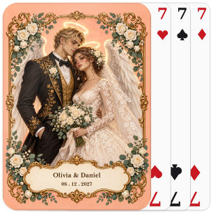 Personalised Angel Bride and Groom Wedding Favour Playing Cards