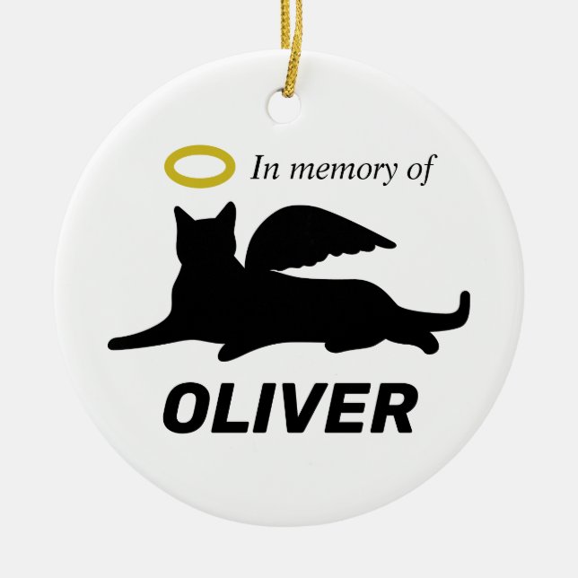 Personalised Angel Cat Ceramic Ornament (Front)