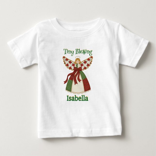 Personalised Angel Design – Cute Patchwork Style Baby T-Shirt (Front)