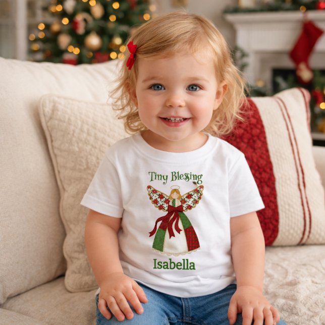 Personalised Angel Design – Cute Patchwork Style Baby T-Shirt (Creator Uploaded)