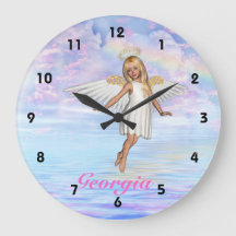 Personalised Angel Sky Wall Clock - Numbered
