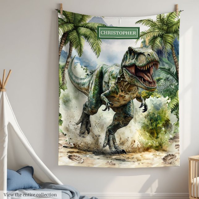Personalised Angry T-Rex Blanket Unique for Boys (Personalized Angry T-Rex Blanket Unique for Boys)