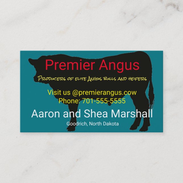 Personalised Angus Bull Silhouette Business Card (Front)