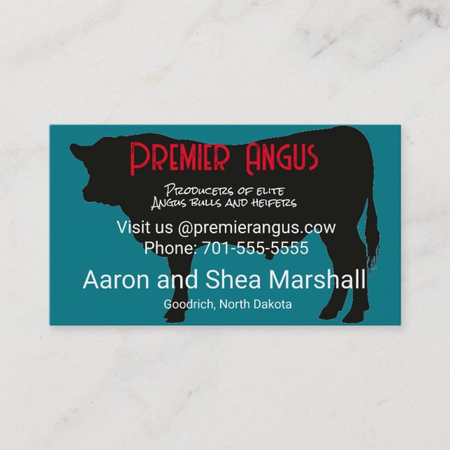 Personalised Angus Bull Silhouette Business Card (Front)