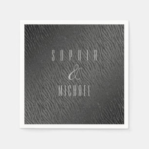 Personalised Animal Print Black Glitter Glam Napkin