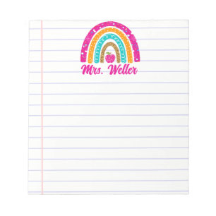 Personalised Animal Print Boho Rainbow Teacher Notepad