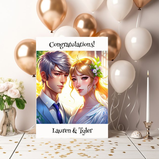 Personalised Anime Couple Congratulations Card (Creator Uploaded)