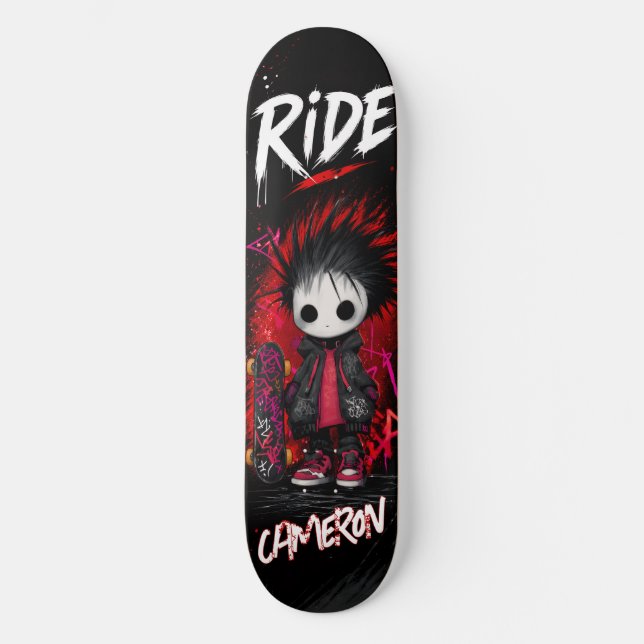 Personalised Anime Emo Graffiti Urban Skateboard  (Front)