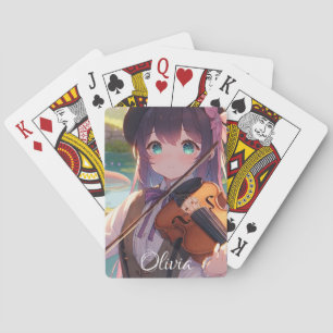 Personalised Anime Girl Playing the Violin Cards