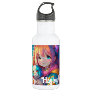 Personalised Anime Girl with Puppy 532 Ml Water Bottle