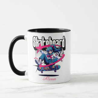 Personalised Anime Skateboard Teen Girl Mug