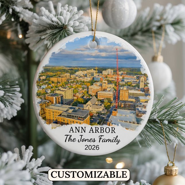 Personalised Ann Arbor Ornament, Custom Michigan Ceramic Ornament (Creator Uploaded)