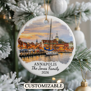 Personalised Annapolis Ornament, Custom Maryland Ceramic Ornament