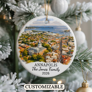 Personalised Annapolis Ornament, Custom Maryland Ceramic Ornament