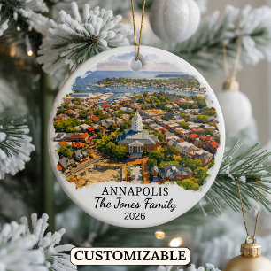 Personalised Annapolis Ornament, Custom Maryland Ceramic Ornament